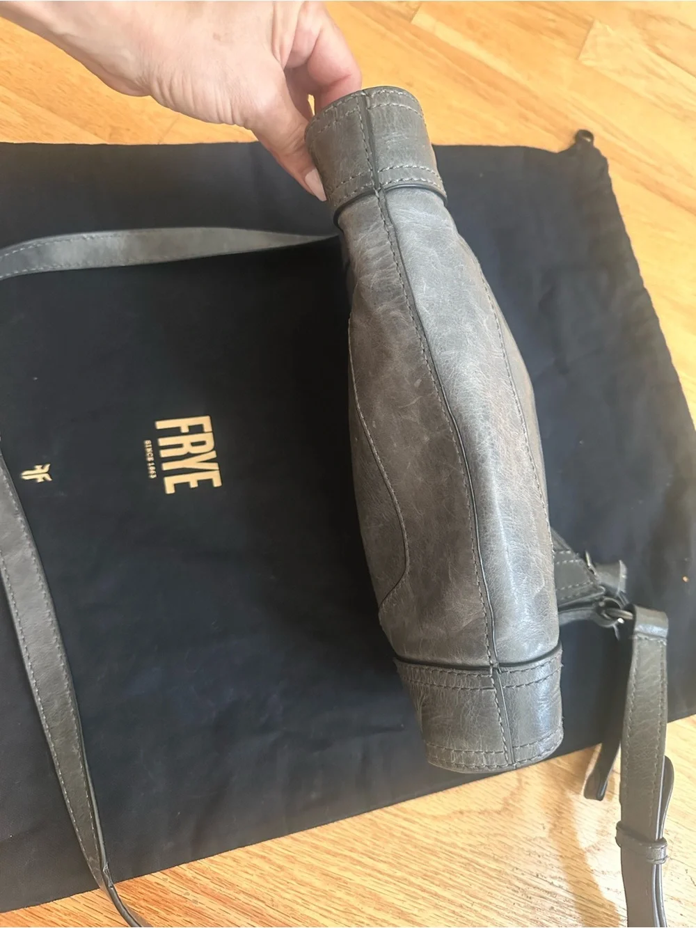 Frye Melissa Charcoal Gray Leather Crossbody Bag